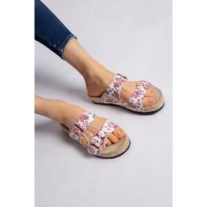 LoveShackFancy x Manebi Nordic Espadrille Slide Sandal Strawberry Print Size 9.5